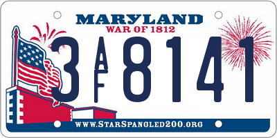 MD license plate 3AF8141