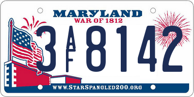 MD license plate 3AF8142
