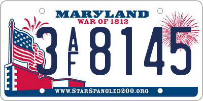 MD license plate 3AF8145