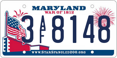 MD license plate 3AF8148