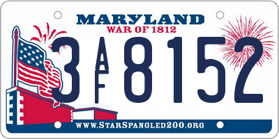 MD license plate 3AF8152