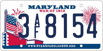 MD license plate 3AF8154