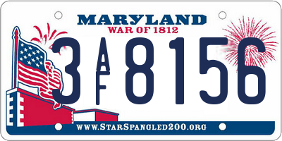 MD license plate 3AF8156