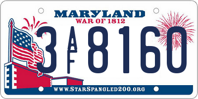 MD license plate 3AF8160