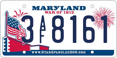 MD license plate 3AF8161