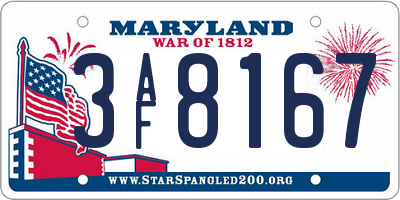 MD license plate 3AF8167