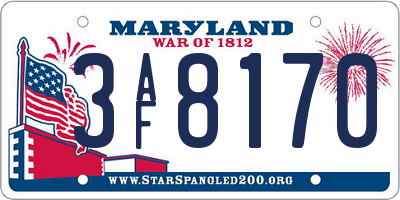 MD license plate 3AF8170