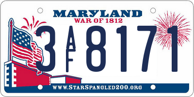 MD license plate 3AF8171