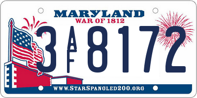 MD license plate 3AF8172