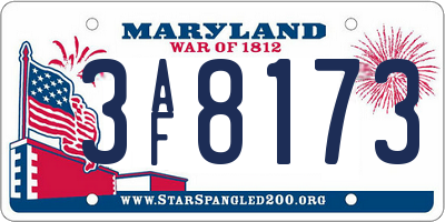MD license plate 3AF8173
