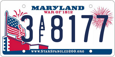MD license plate 3AF8177