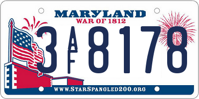 MD license plate 3AF8178