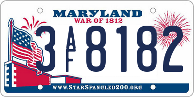 MD license plate 3AF8182