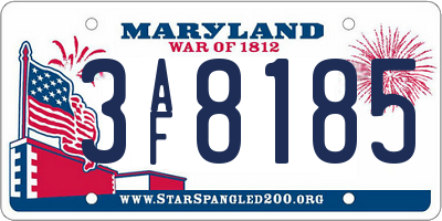MD license plate 3AF8185