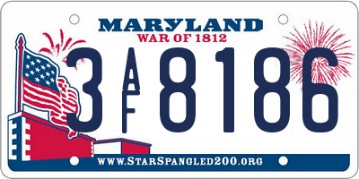 MD license plate 3AF8186
