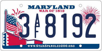 MD license plate 3AF8192