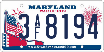 MD license plate 3AF8194