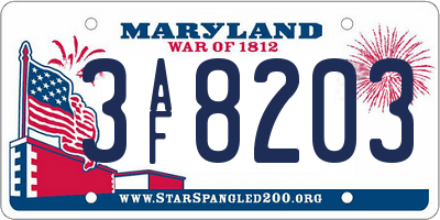 MD license plate 3AF8203