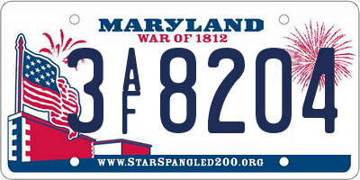 MD license plate 3AF8204