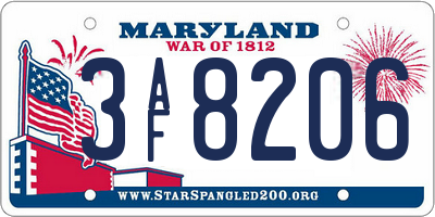 MD license plate 3AF8206