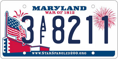 MD license plate 3AF8211
