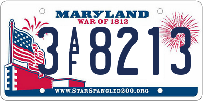 MD license plate 3AF8213