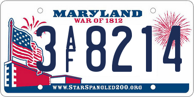MD license plate 3AF8214