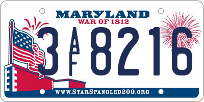 MD license plate 3AF8216