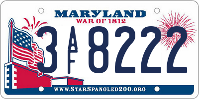 MD license plate 3AF8222