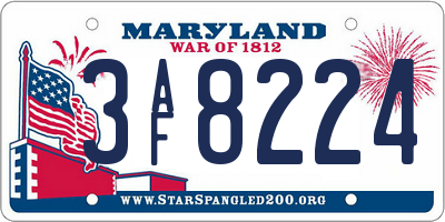 MD license plate 3AF8224
