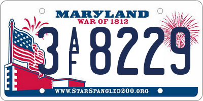 MD license plate 3AF8229