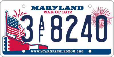 MD license plate 3AF8240
