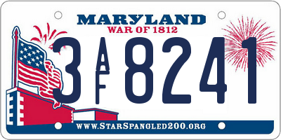 MD license plate 3AF8241