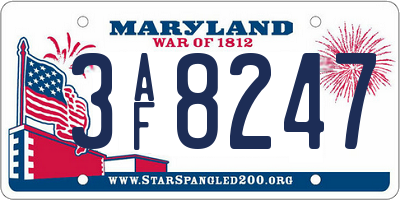 MD license plate 3AF8247
