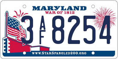 MD license plate 3AF8254