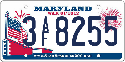 MD license plate 3AF8255