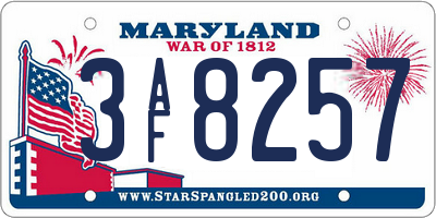 MD license plate 3AF8257