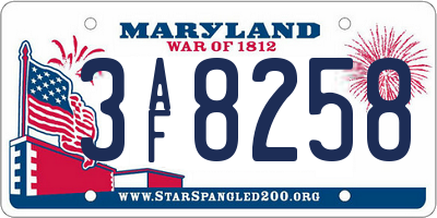 MD license plate 3AF8258
