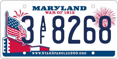 MD license plate 3AF8268