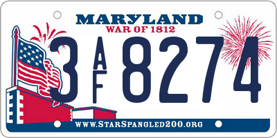 MD license plate 3AF8274