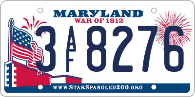 MD license plate 3AF8276