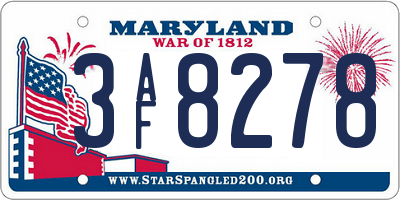 MD license plate 3AF8278