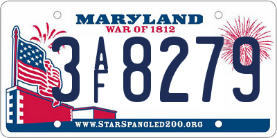 MD license plate 3AF8279