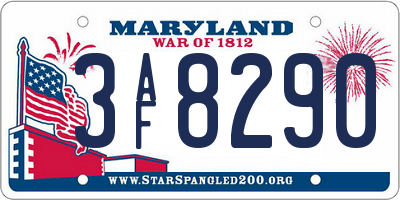 MD license plate 3AF8290