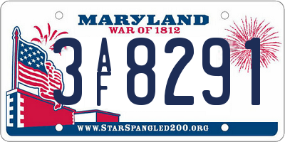 MD license plate 3AF8291