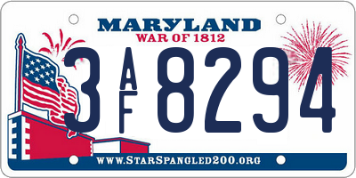 MD license plate 3AF8294