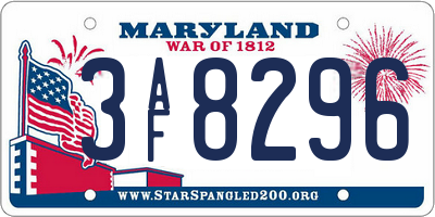 MD license plate 3AF8296