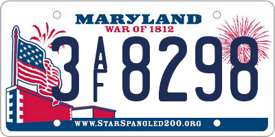 MD license plate 3AF8298