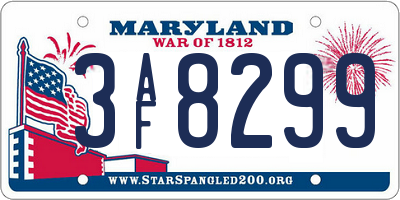 MD license plate 3AF8299
