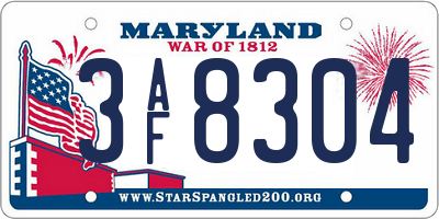 MD license plate 3AF8304